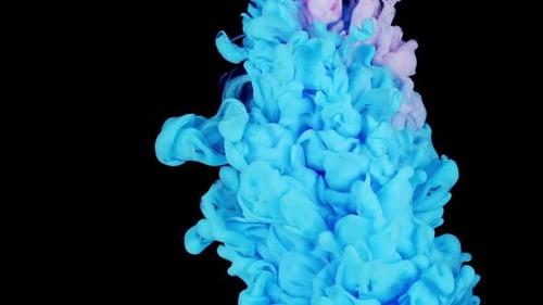 SlowMotion Blue Paint Drops Mixing in Water Captivating Stock Footage
