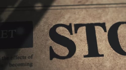 Vintage Newspaper Wall Street Stocks Light Reveal Animation