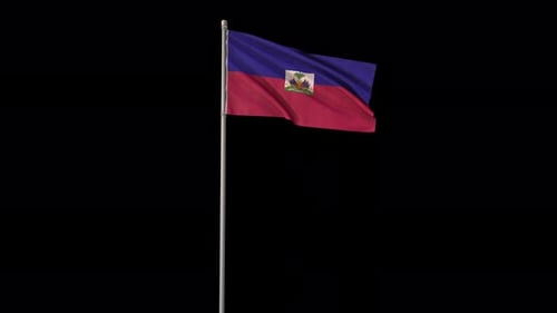 Realistic Waving Haitian Flag on Pole