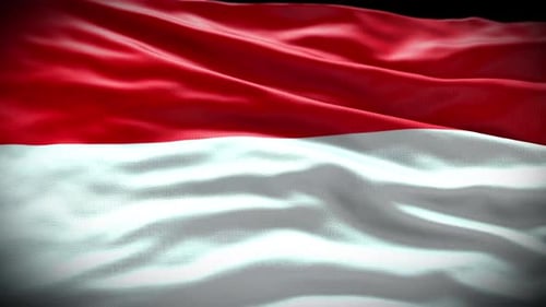 Realistic Red and White Flag Waving Seamlessly