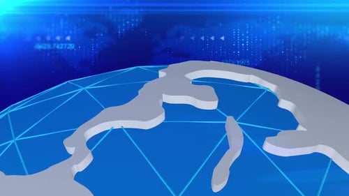 Digital Globe Earth Network Connection Animation with Data Background