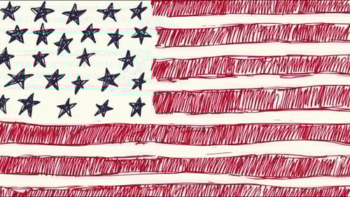 Animated Sketch American Flag Drawing