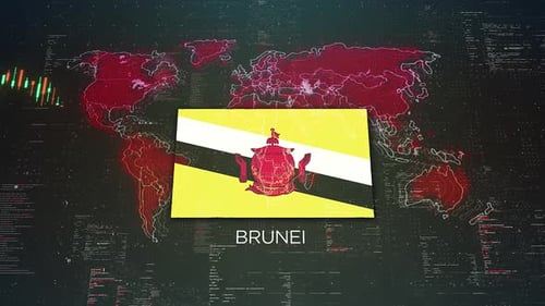 Brunei Stock Market Chart Background With Flag