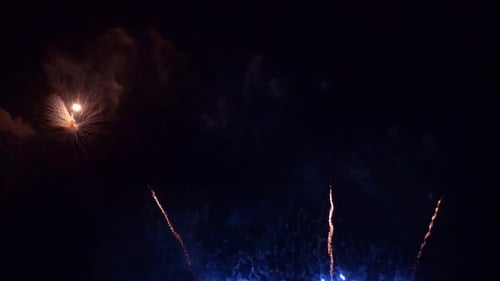 Spectacular Fireworks Display Bursts in the Night Sky