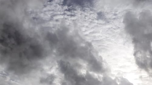 thick white clouds moving in the clear blue sky