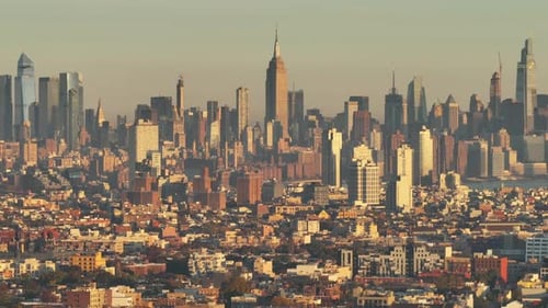 Aerial view of Midtown Manhattan on an autumn morning. Shot in New York City