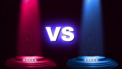 Futuristic Versus Screen with Red and Blue Stage Spotlights