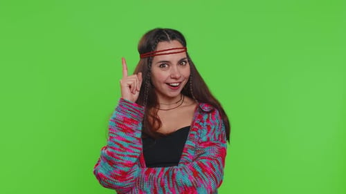 Woman Has an Idea on Green Screen