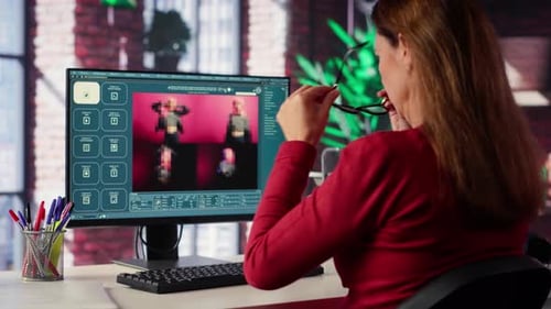 Graphic Designer Using AI Chatbot Turning Text Prompt Into Photos