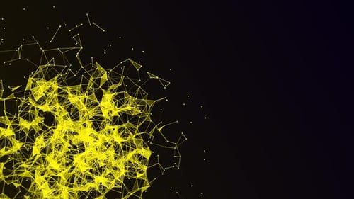 Dynamic Yellow Plexus Network Connecting Abstract Technology Background