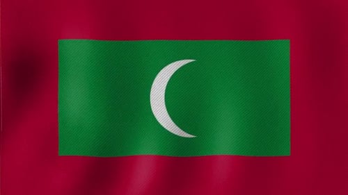 Maldives National Flag Waving Loop with Realistic Fabric Texture