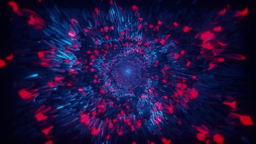 Seamless Loop of Neon Lights Circle Tunnel