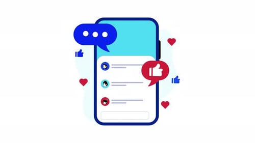 Animated Social Media Interface on Smartphone with Interactions