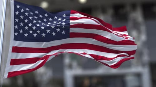 United States Flag Waving in Realistic Slow Motion