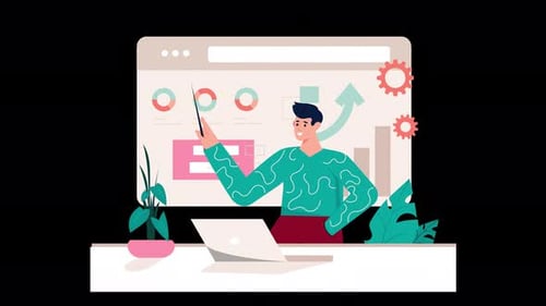 Flat Design Corporate Presentation with Animated Data Analysis