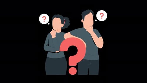 Flat Design Animation of People Thinking and Questioning