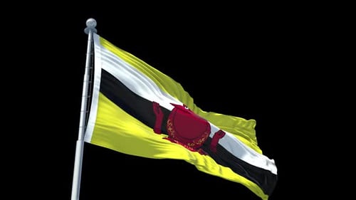 Brunei Darussalam National Flag Waving in Wind