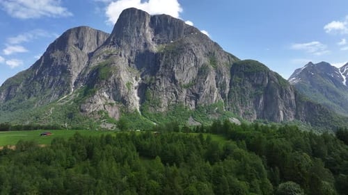 Aerial View of Mountain Range in the Mountains in Vestland County, Norway