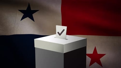 Casting vote into the ballot box during Panama election