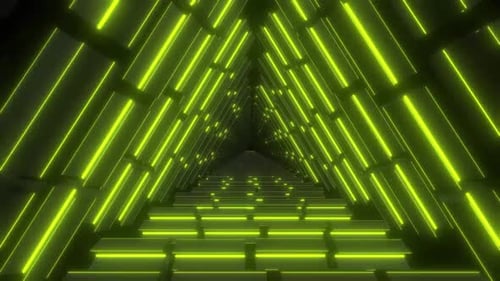 Voyage dynamique en tunnel au néon dans un espace numérique futuriste