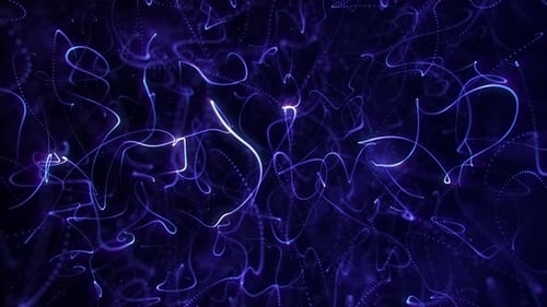 Abstract Flowing Glowing Lines and Particles Energy Background