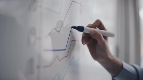 Hand Drawing Business Chart on Whiteboard