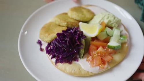 Fresh Falafel Wrap with Salad and Sauce