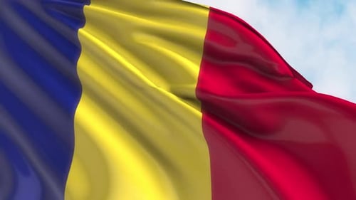 Blue Yellow Red National Flag Waving Animation