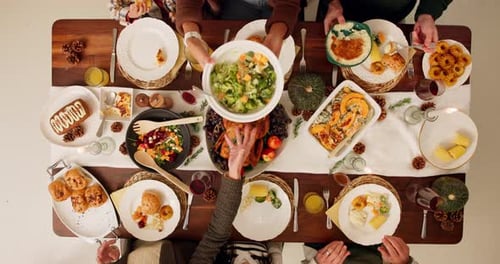 Bird's Eye View of Thanksgiving Meal