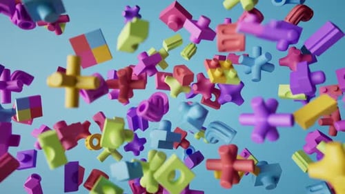 Colorful Geometric Shapes Abstract Falling Motion Background