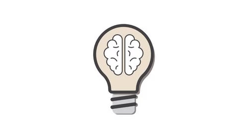 Minimalist Lightbulb Brain Icon Idea Animation