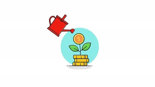 Flat Design Financial Growth Animated Icon