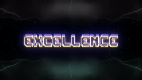 Pixelated Retro Text Logo Reveal with Neon Glow