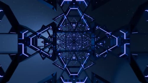 Abstract cosmic Vj loop, geometric transparent background, blue quads shapes