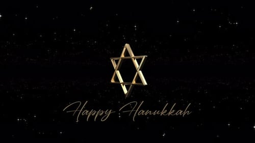 Golden Star of David Hanukkah Greeting with Sparkling Particles