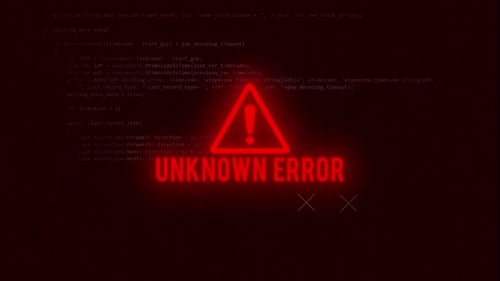 Unbekannte Fehlermeldung, Animation, Benachrichtigung über einen Systemausfall