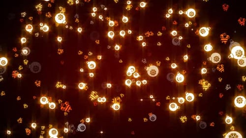 Glowing Christmas Ornaments Falling Festive Background