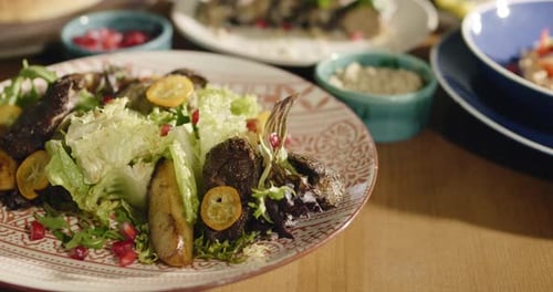 Eastern Cuisine Georgian Fresh Salad Georgian National Cuisine Food on the Table in the Restaurant