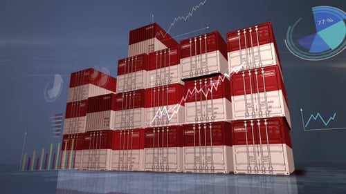 Indonesia export cargo containers with diagrams charts