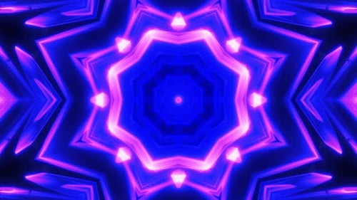 Glowing Neon Kaleidoscope Abstract Background Pattern Loop