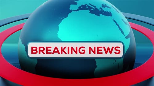 Breaking News World Map Title Reveal for Broadcast Intro