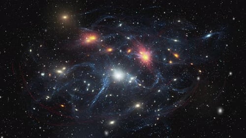 Animated Deep Space Starfield with Glowing Galaxies and Nebula