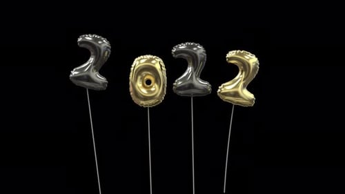 Balloon New Year Greetings Black Gold 2023