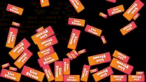 Live stream icons falling animation on transparent background – repeated Live stream filling.