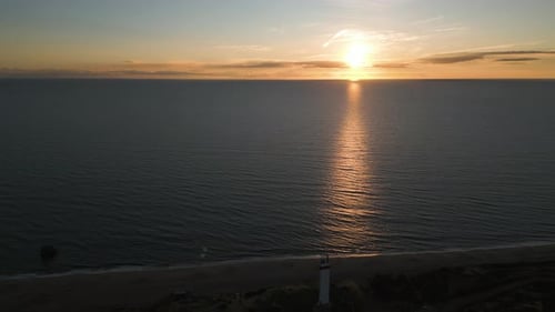 Beautiful sunset over seascape in Spain, aerial view