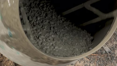 Cement Mixer Blending Mixture Close Up