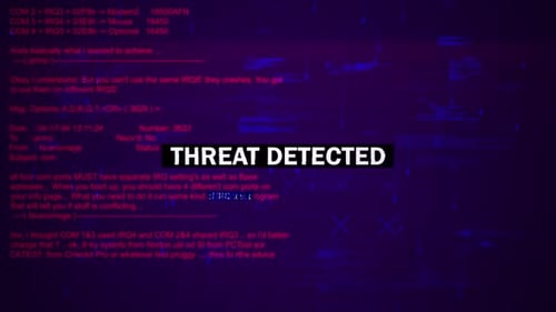 Threat Detected Warning Text On Hacking Background Screen V03