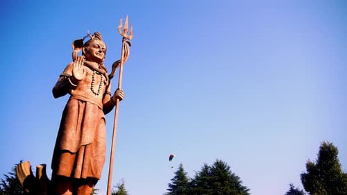 downside view of indian god shiva statue