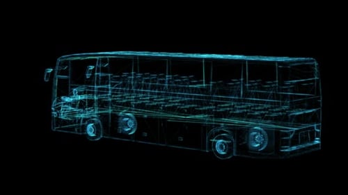 Animación de hologramas 3D de autobuses públicos