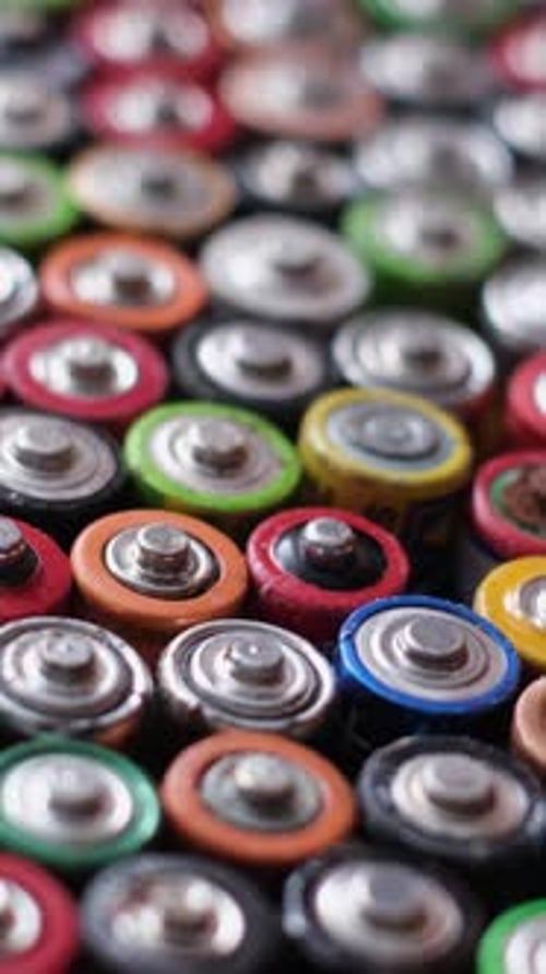 Close Up of a Variety of Colorful Batteries